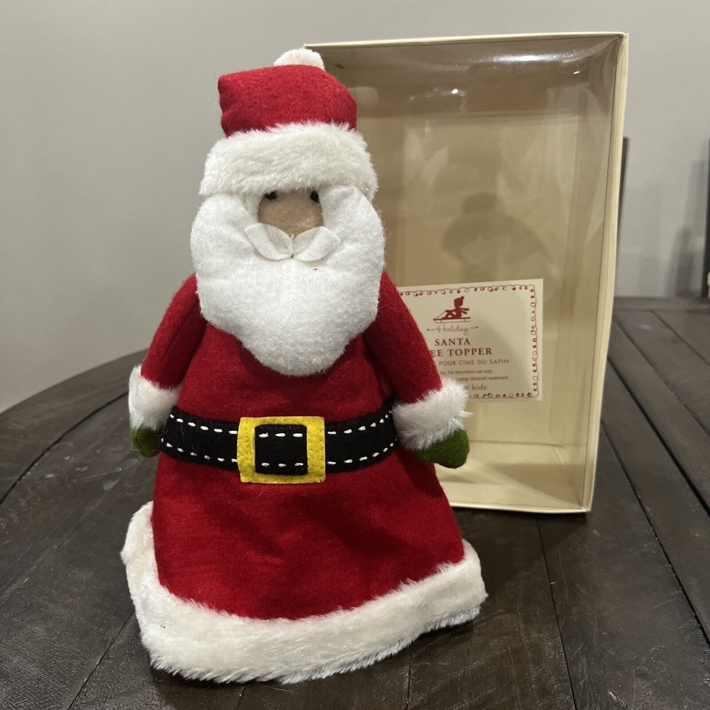 Pottery Barn Kids Soft Fabric Santa Claus Christmas Tree Topper w/ Box 12"